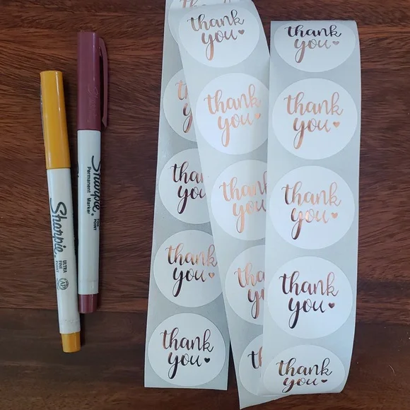 60 PIECE SHIPPING BUNDLE Handmade Thank You Cards 10 x 13 Polymailers Stickers - Picture 9 of 11